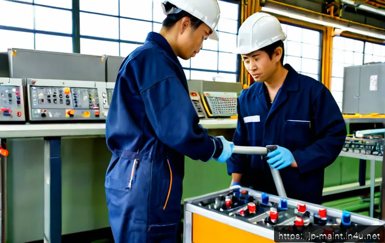 신입 설비 유지보수 기술자의 첫 1년 - Photorealistic Japanese manufacturing facility, a young entry-level maintenance technician in clean ...